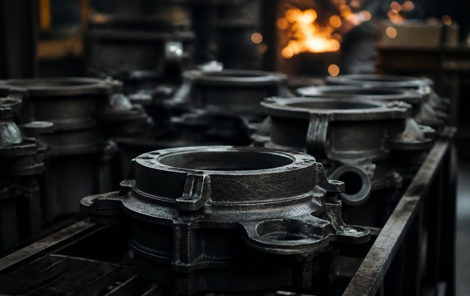Grey iron castings in a foundry