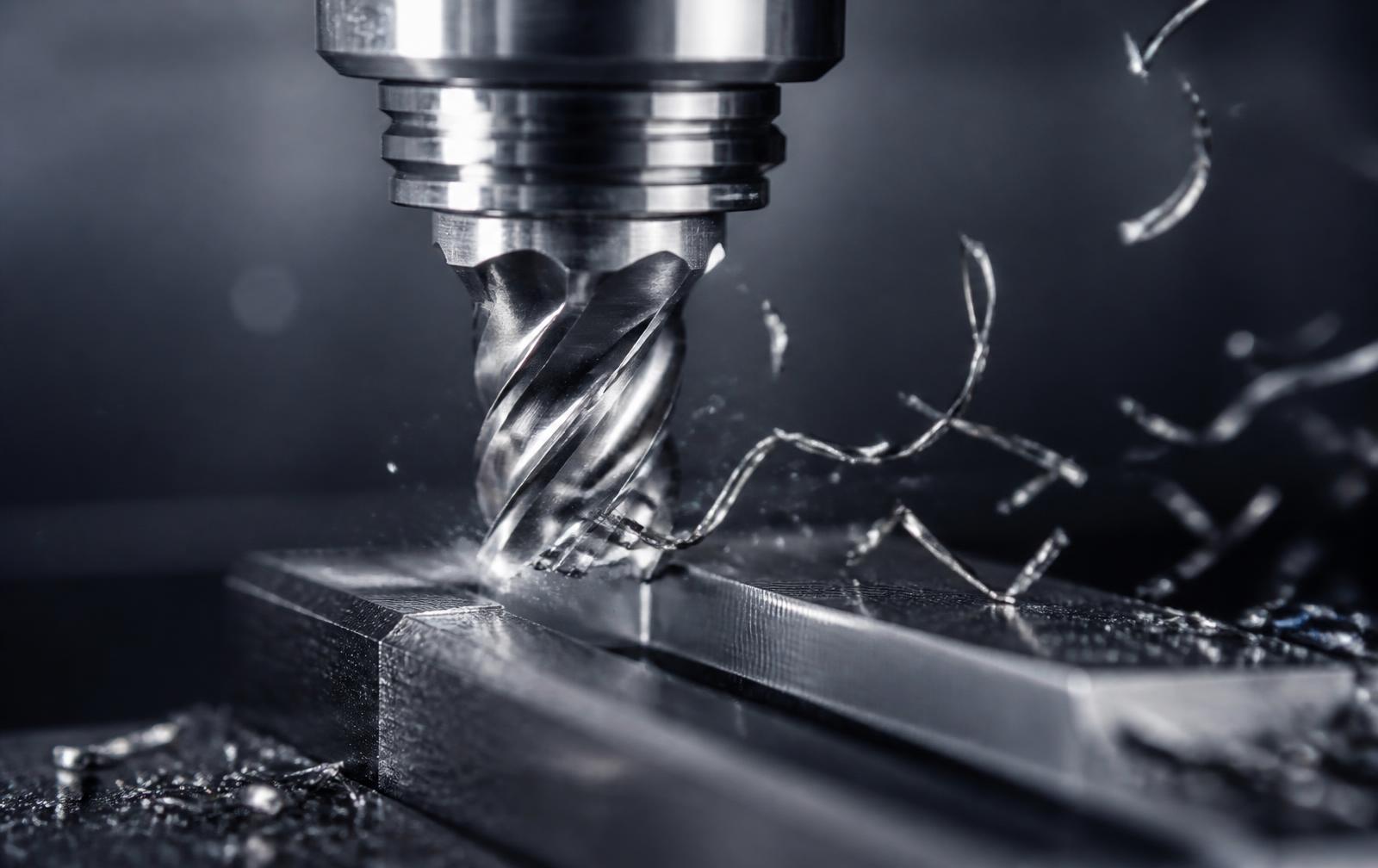 Milling tool cutting a steel component